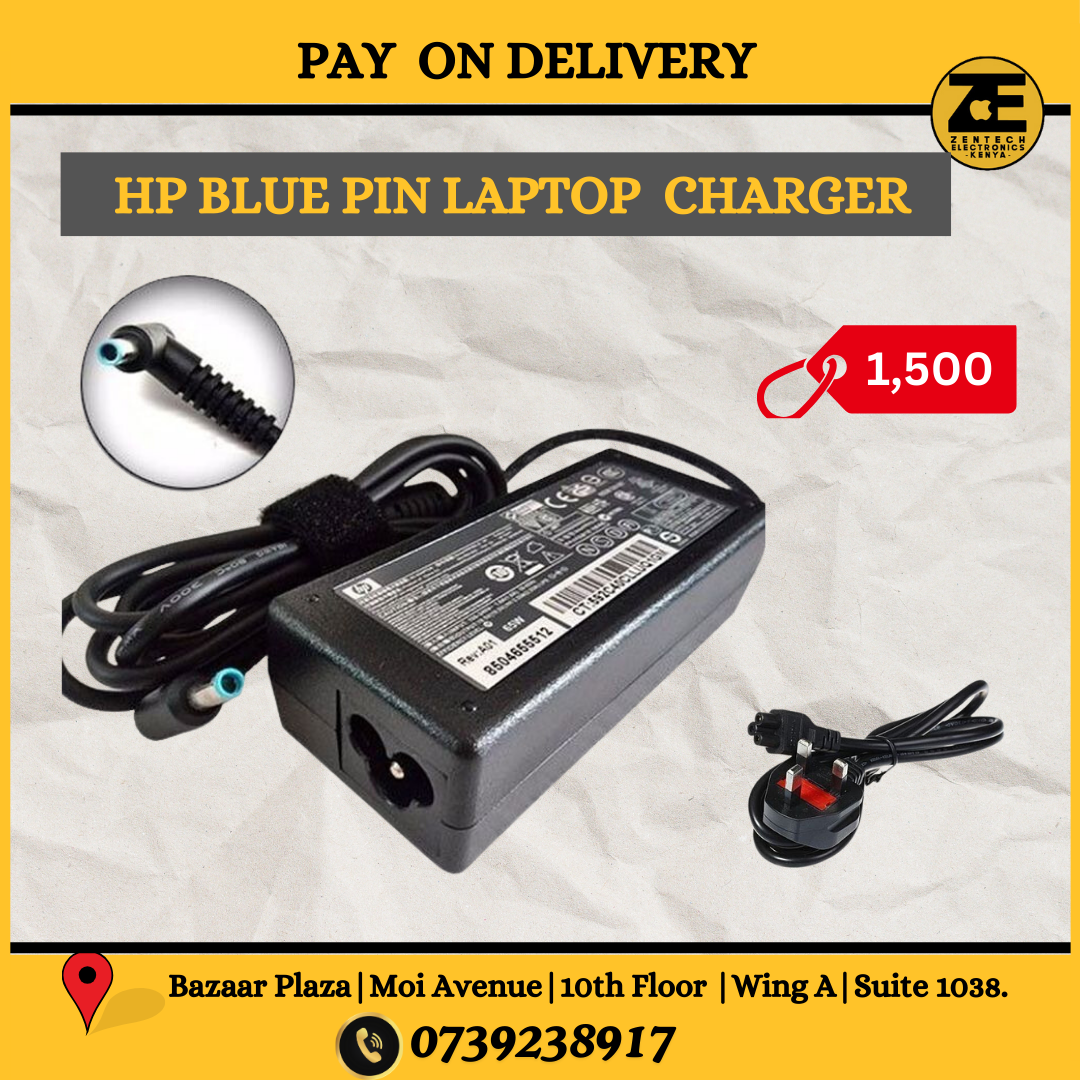 HP 15 Blue Pin Laptop Charger with detachable power cable